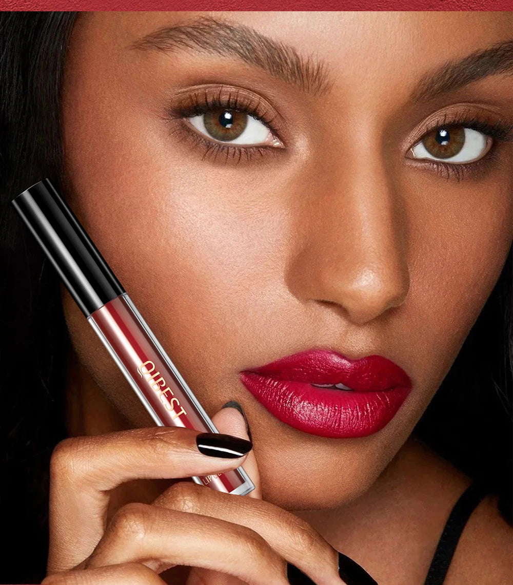 QIBEST 3pcs/set Liquid Lipstick+Lip Liner Lasting Black Brown Purple Red Matte Lip Gloss Nude Lip Stain Tint Makeup Lip Pencil