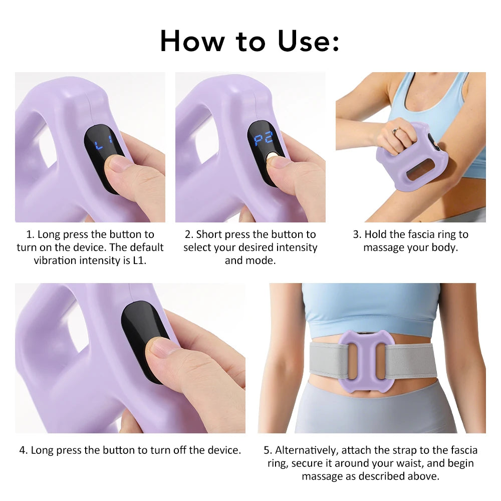 Electric Full-Body Fascia Ring Portable Vibration Fascia Massager Fat Burning Body Weight Loss Deep Tissue Muscle Relief & Relax