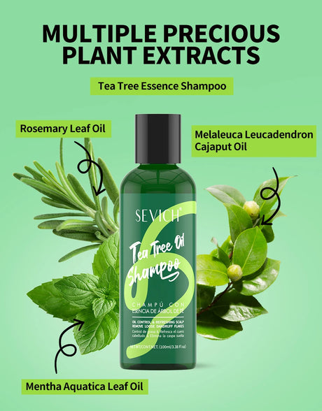 Tea Tree Essence Shampoo Hair Conditioner Set Deep Cleaning Moisturizing Scalp Strengthening Nourish Shiny Anti Hair Loss Care