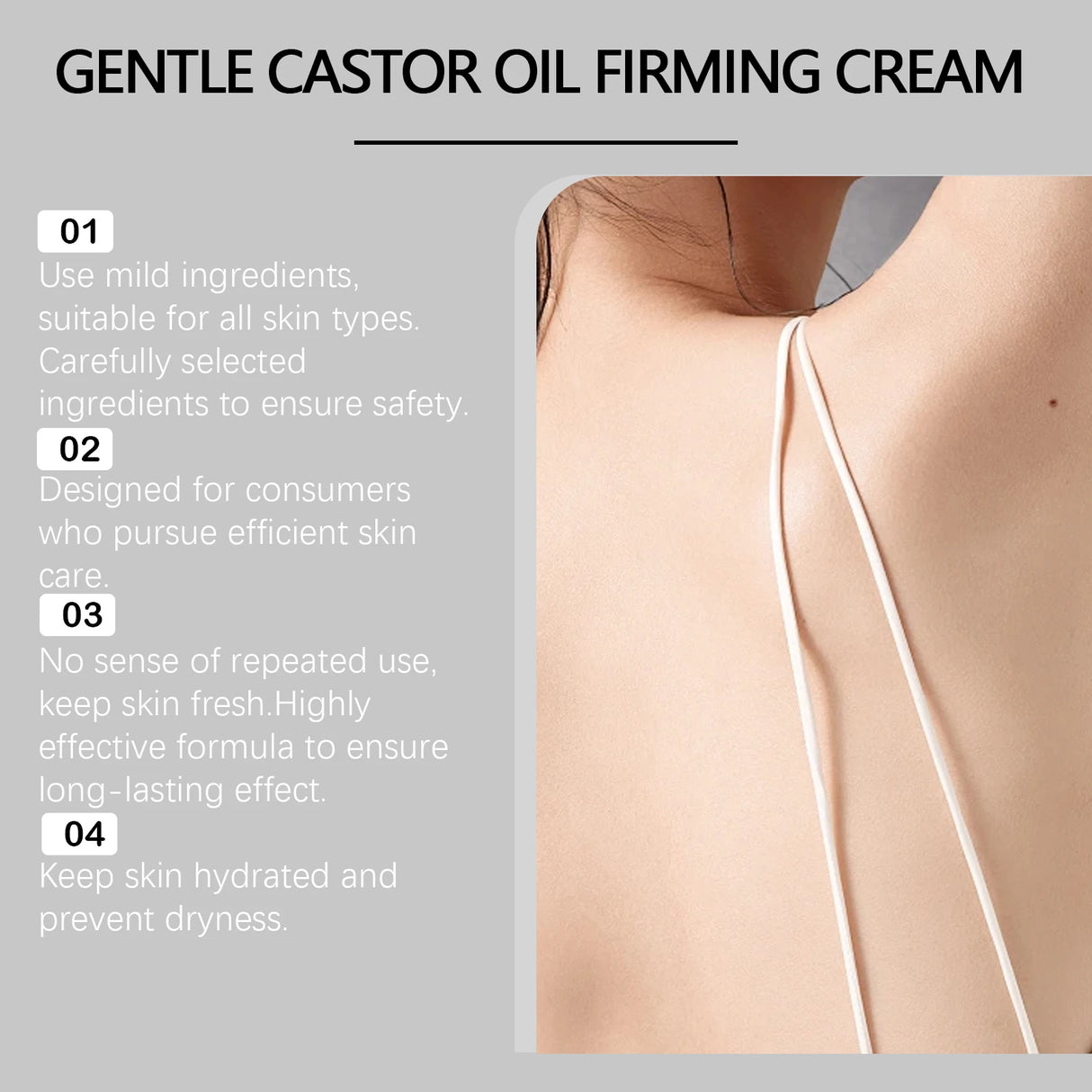 Castor Oil Firming Face Cream Fade Fine Lines Improve Sagging Promote Skin Elasticity Long-Lasting Moisturizing Facial Skin Care