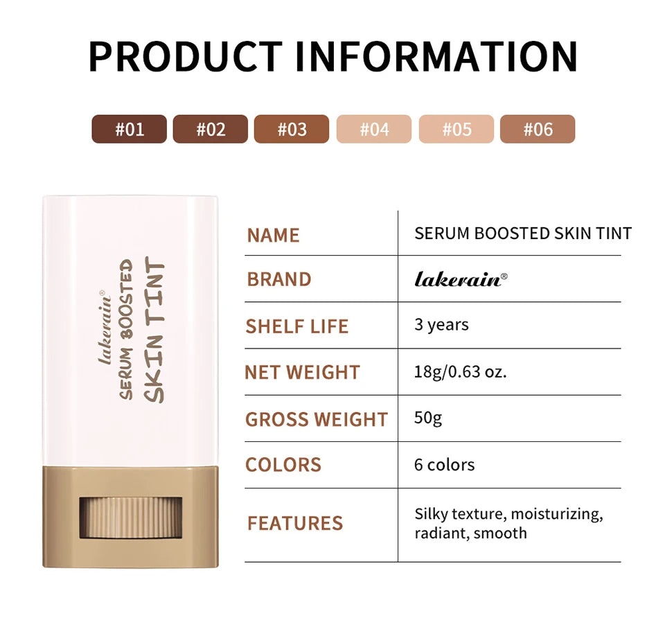 Skin Tint Foundation Stick Eraser Concealer Foundation Stick Serum Boosted Smooth Plumper Hight Coverage Travel Bronze Foundatio