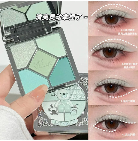 Eyeshadow Palette Blush Highlight Makeup Pearly Highgloss Shimmer Pink Brown Earth Color Fine Sequins Eye Shadow