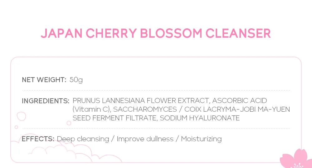 Japanese Cherry Blossom or Vitamin C Facial Cleanser Skin Cleansing Moisturizing Blackhead Remove Skincare Face Wash Foam Face