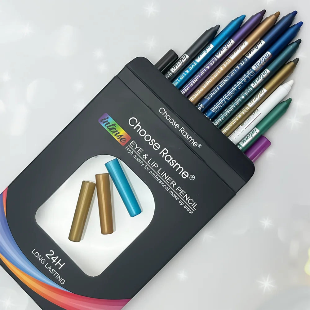 12 Pcs Set of Waterproof Eyeliner Pens with Shimmering Effects - Includes Eyeshadow Durable and Easy to Color Highlighter