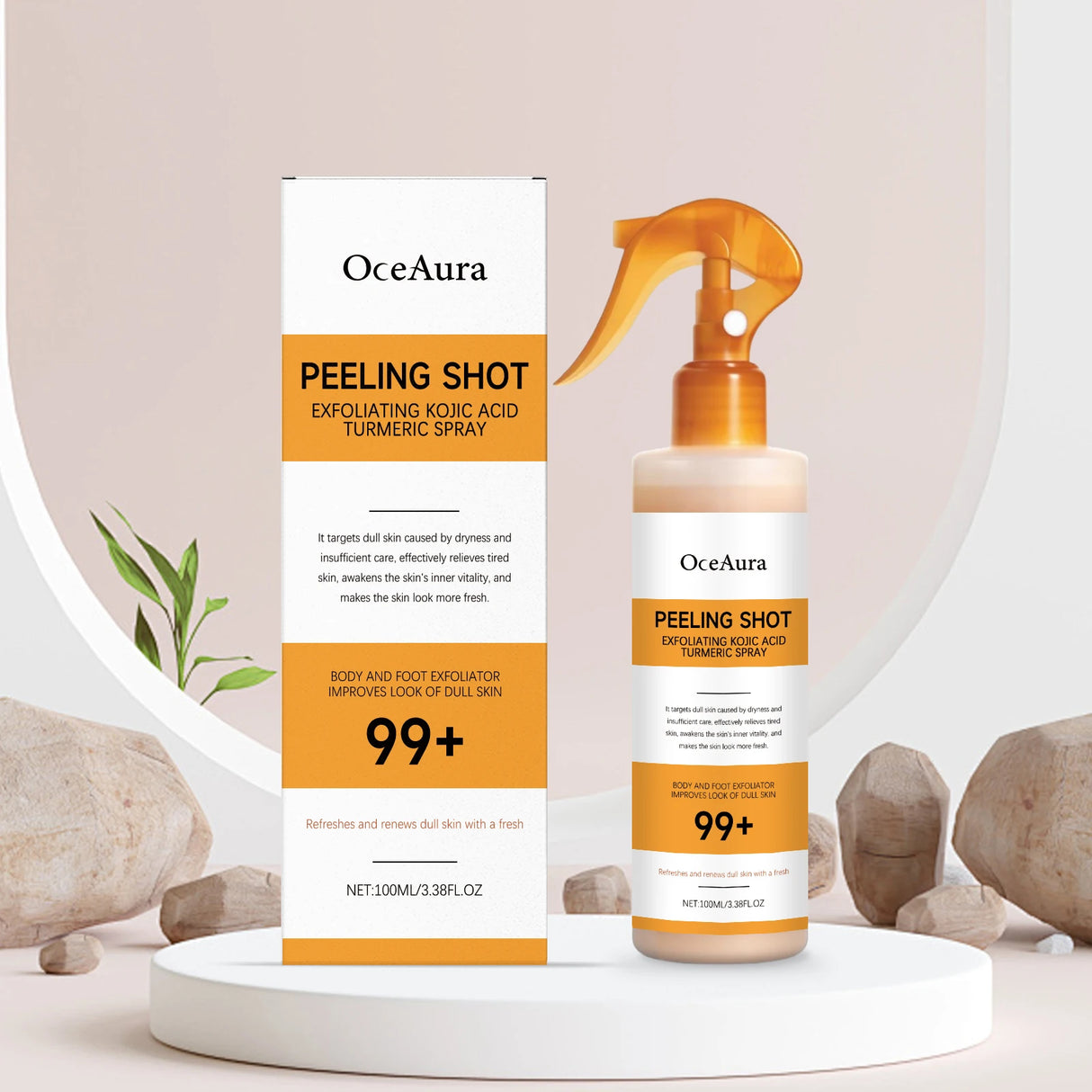 Exfoliating Kojic Acid Turmeric Spray Gently Peeling Solution Hydrating Skin Brightening Mist for Smooth Skin Back & Foot Care