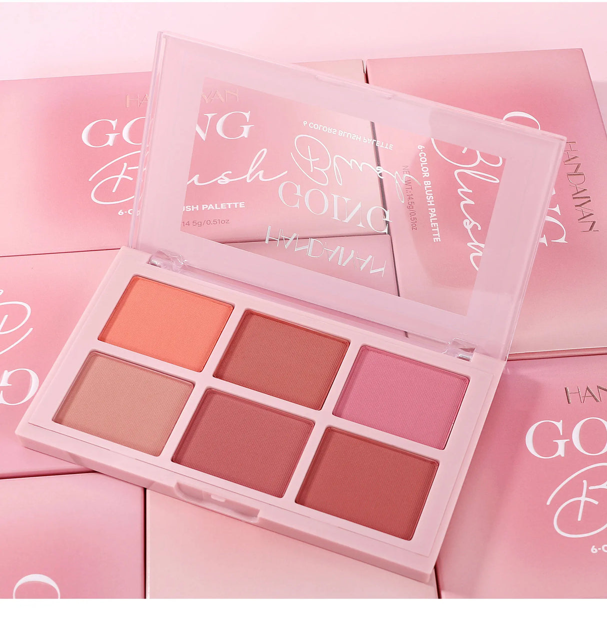 Long Wear Blush Makeup Palette Buildable Color Velvet Finish Face Powder Cheek Contouring Brightening
