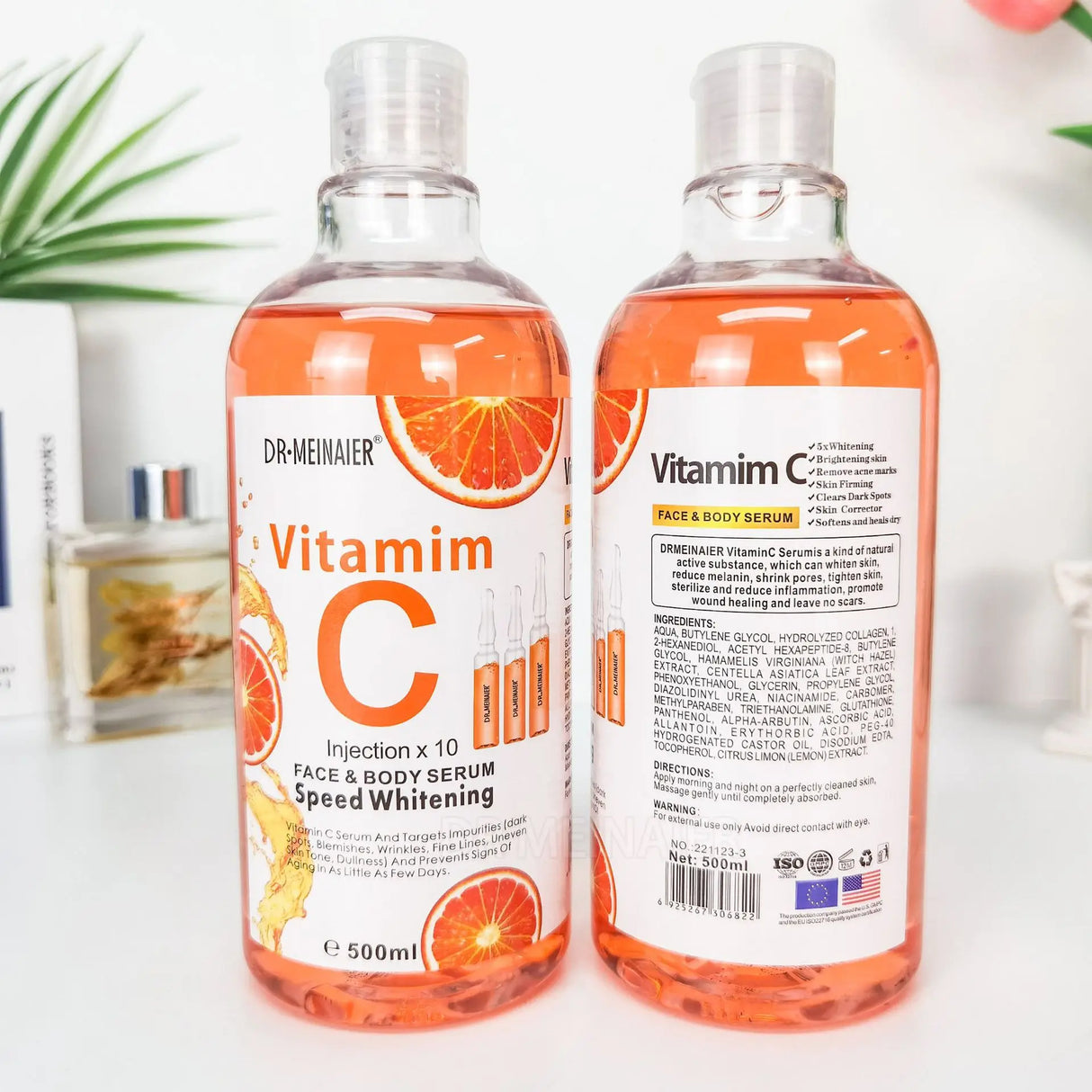500ML Vitamin C AHA HYALURONIC& NICOTINAMIDE Face Serum Moisturizing Lightening Body Cream