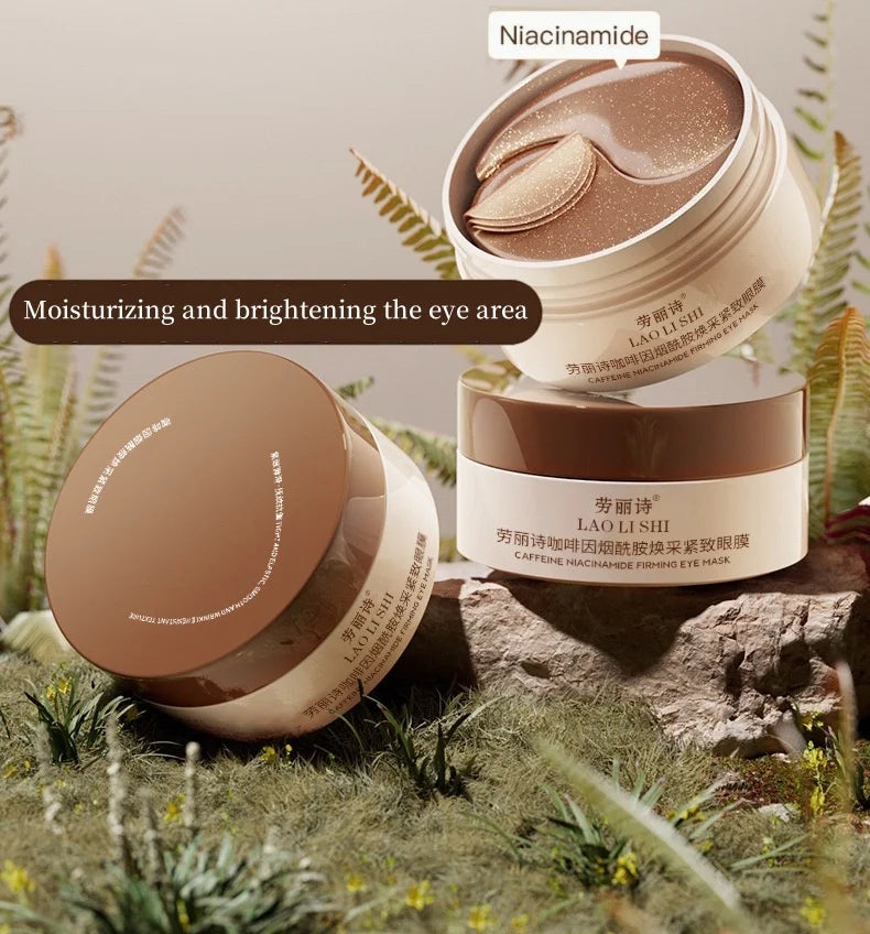 A Box of 60 Caffeine and Niacinamide Revitalizing and Firming Eye Masks, Rich in Ingredients Beneficial for the Body, Can Be Used on the Entire Face, Releasing Eye Strain at Any Time, Providing Hydration and Firming, Alcohol-
