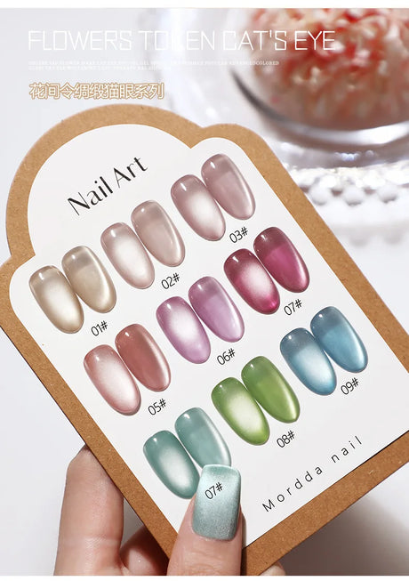 5g/Bottle White Moonlight Nail Cat's Eye Gel Magnetic Satin Gel Polish 9-Colors Soak Off Glitter Phototherapy Manicure Varnish