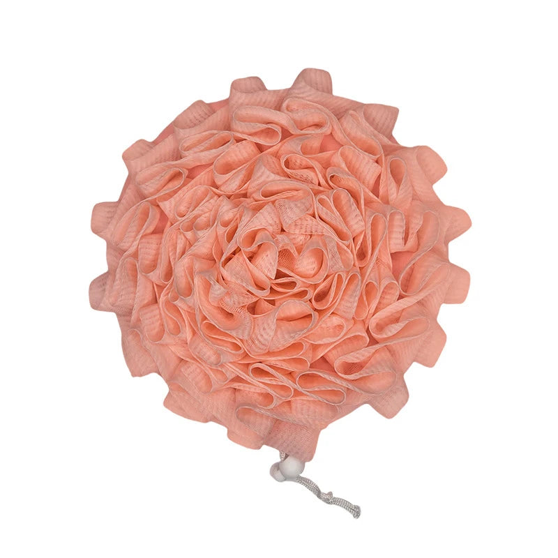 2-In-1 Bath Ball Towel Loofah With Drawstring Closure For Soap Soft Exfoliating Mesh Shower Sponge Skin Care Bathing Tool