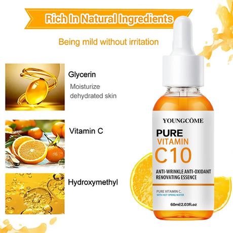 Vitamin C Facial Essence Hyaluronic Acid Dark Skin Brighten Serum Fade Fine Lines Moisturizing Repair Dull Serum Face Skin Care