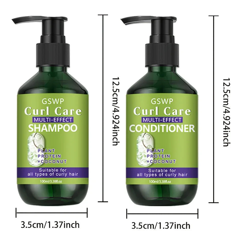 GSWP Curly Hair Care Shampoo and Conditioner Set, Is Moisturizing Properties and Deeply Nourishes and Cares for Curly Hair.200ml