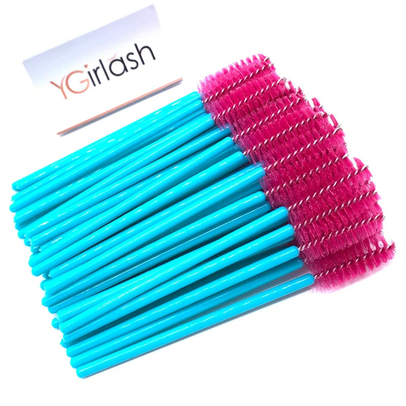 YGirlash 50Pcs Lash Swans Crystal Eyelash Applicator Disposable Diamond Handle Nylon Mascara Wands Brush Cosmetic Tools