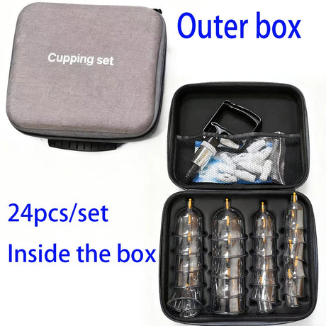 24Pcs Cupping Relax Set Multiple Sizes of Vacuum Cups with Hand Pump and Detailed Cupping Manual Massage Cupping Set for Massage