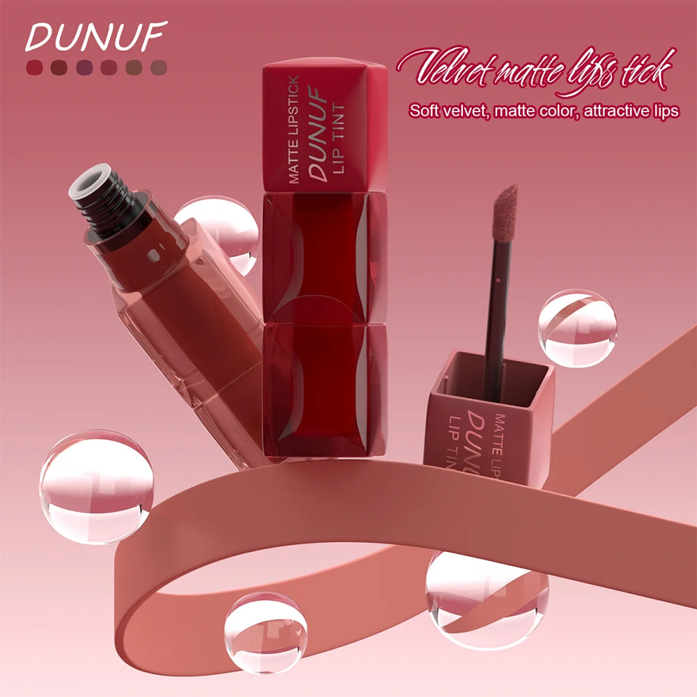 6pc/set Velvet Matte Lipstick Long-lasting Waterproof Lip Gloss Lip Glaze Non-Stick Cup Nude Red High Pigment Y2K Christmas Gift