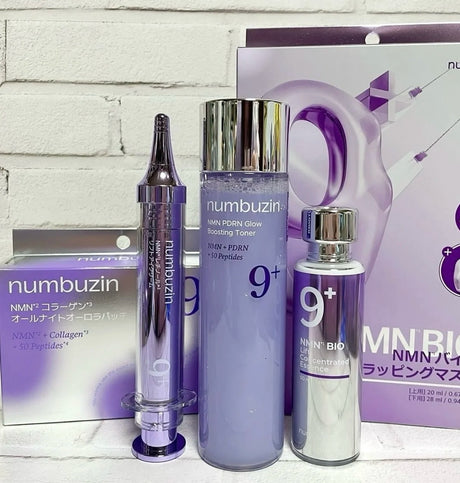 Original Numbuzin No9+ Face Care Collection NAD+ PDRN Glow Boost Toner 5+Glutathione Vitamin Concentrated Essence 3+Bifida Serum