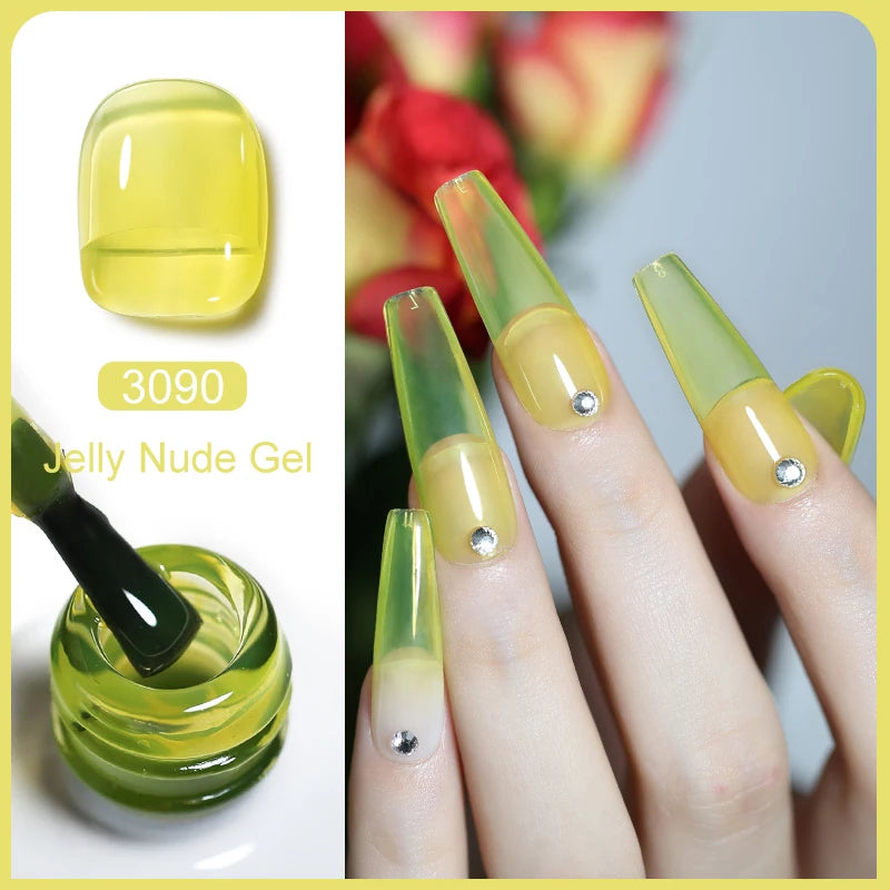 Clou Beaute Translucent Jelly Nude Pink Nail Gel Polish 15ml Vernis Semi Permanent Gel Colorful Varnish Nail Art Manicure Gel