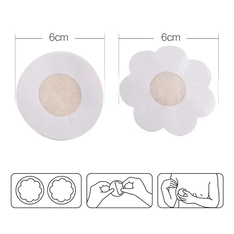 60pcs/box Nipple Cover Stickers Women Breast Lift Tape Pasties Invisible Self-Adhesive Disposable Bra Padding Chest Paste Patch