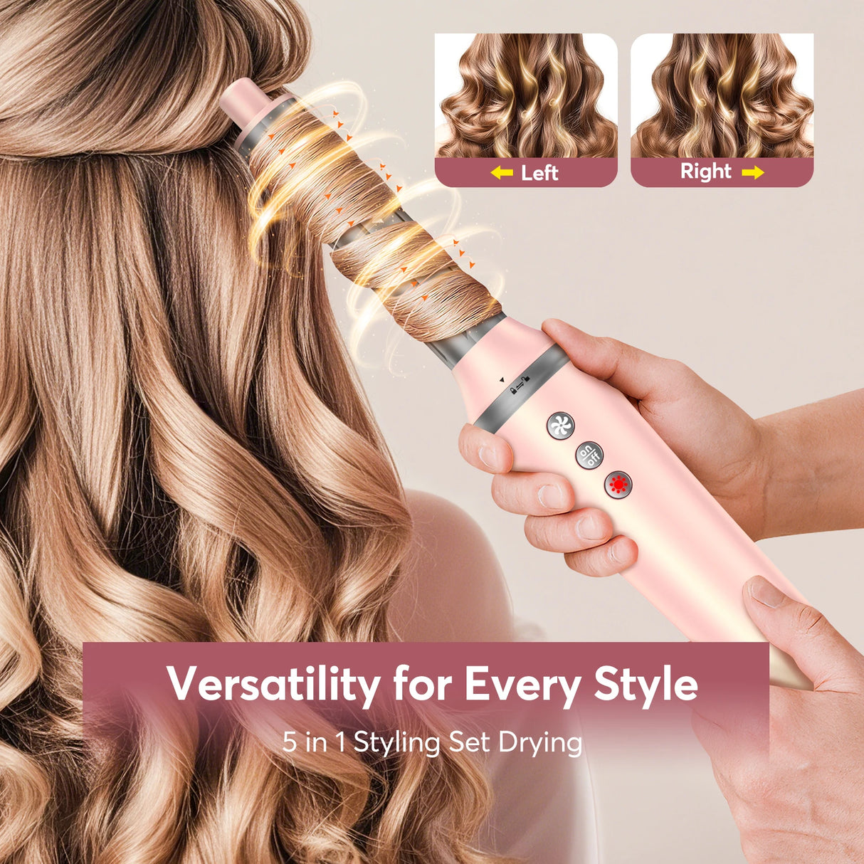 5 in 1 Air Wrap Hair Styler Frizz-Free Auto Wrap Curler, High-Speed Hair Dryer, Straightening & & Blow Dryer Brush for Styling