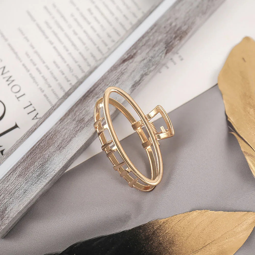 New Fashion Simple Hair Clip Mini Metal Hair Claw Non Slip Hollow Gold Geometric Barrettes Sweet Daily Hair Accessories