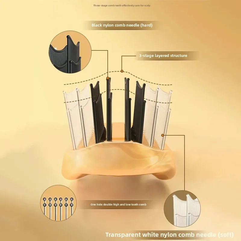 Japanese Premium Head Massager Scalp Brush Hair Massager Shampoo Brush Wet Plastic Detangling Brush Hair Cleaning Comb Rose Gold