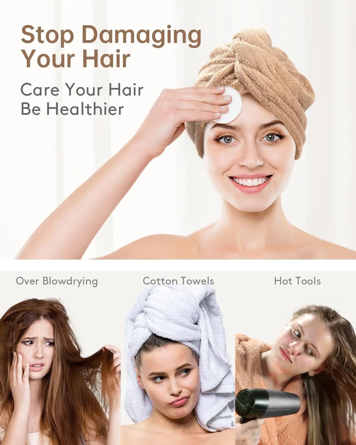 Button Up Hair Towel Wrap High Absorbency Microfiber Towels Curly Hair Girls' Quick Drying Towels Hair Drying Towels Hair Towel