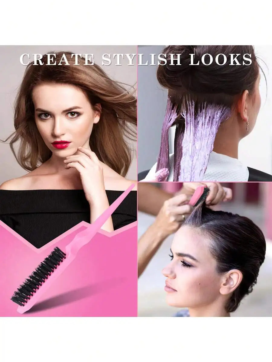 New Three-piece Hair Brush Set Sharp-tail Comb Three-row Hair Comb Steel Needle Mouse Tail Comb Toothbrush Eyebrow Brush Tool