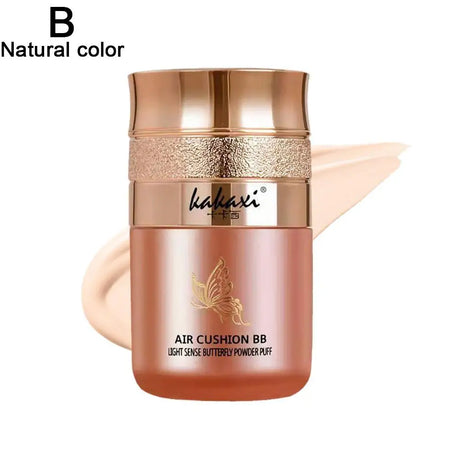 Butterfly Cushion BB Cream,Moisturizing Concealer Makeup Base BB Liquid Foundation,Butterfly Air Cushion Powder Puff CC Cream