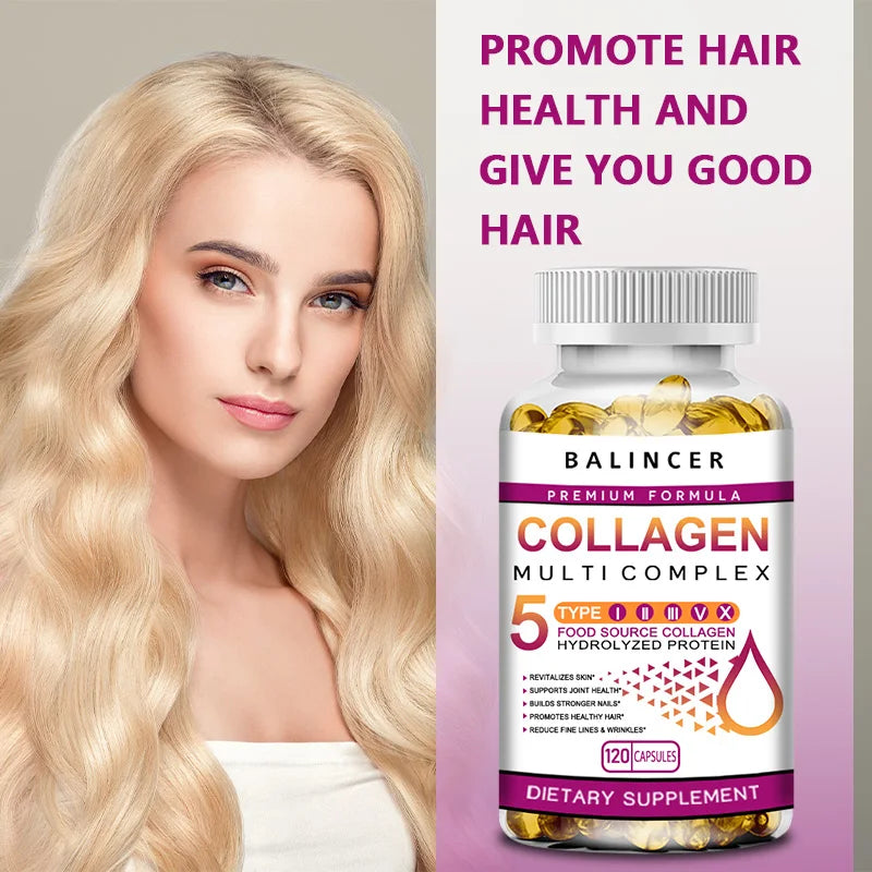 Collagen Peptide Multi-Hair, Skin & Nails, Digestive & Joint Health Supplement, Hydrolyzed Collagen, 120 Capsules