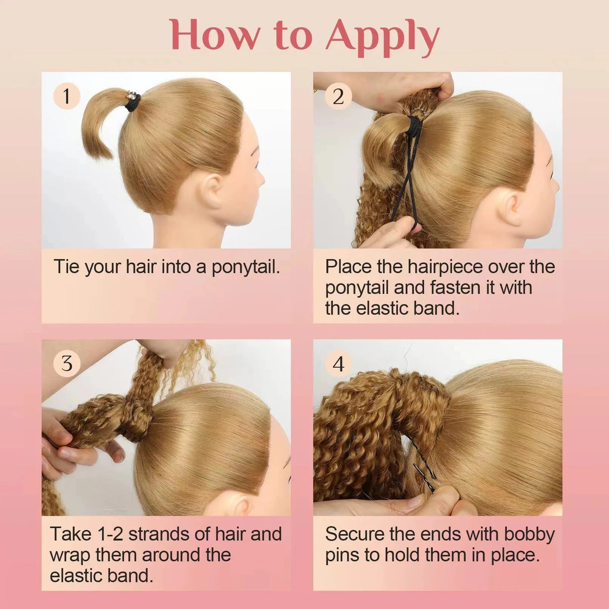 Synthetic wig Long curly hair fluffy explosive head corn whisker ponytail for women