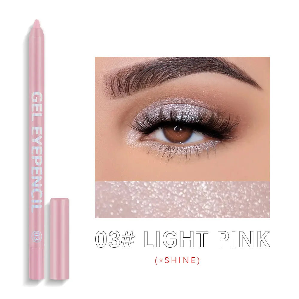 12 Colors Shine Pearlescent Eyeliner Pencil Waterproof Lasting Matte White Black Brown Smooth and Easy To Color Eyeliner Gel Pen