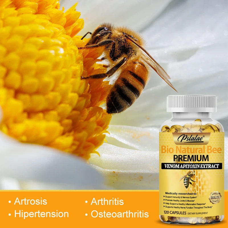 Natural Bee Capsules Enhance Immunity and Anti-oxidation, Effectively Relieve Joint Inflammation 120 Capsules Non-GMO