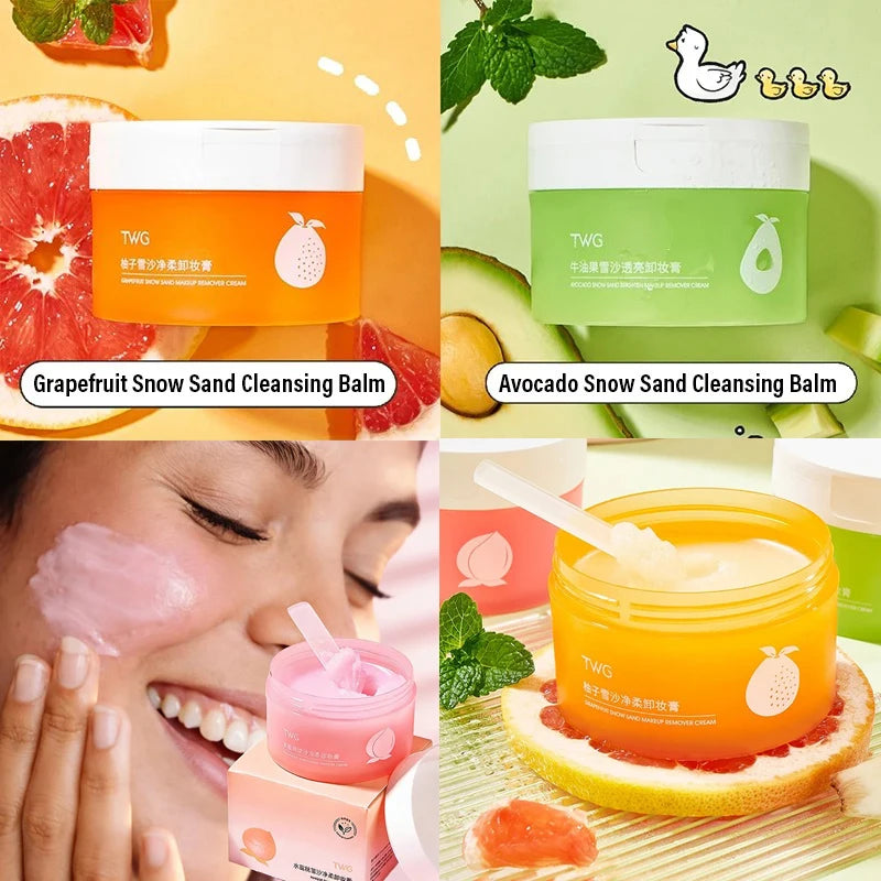 Avocado Cleansing Balm 4-in-1 Makeup Remover for Face Eyes & Lips Fast Melting No Residue Gentle Cleansing Balm Fruit Scented