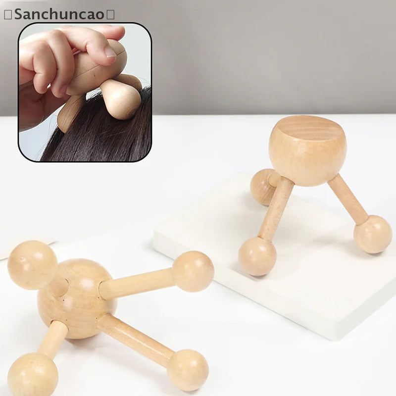 1 Pcs Neck Back 3/4-Leg Massage Roller Wooden Head Scalp Massager Octopus Claws Relax SPA Tools For Hair Growth Stress Relief