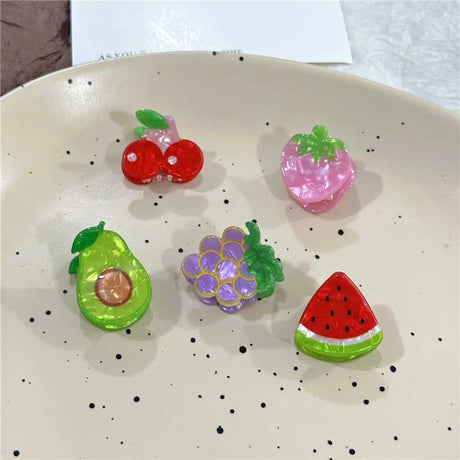 2Pcs/Lot Summer Style Women Hair Accessories New Mini Fruit Gripper Cute Strawberry Watermelon Imitation Fruit Shaped Hair Clips