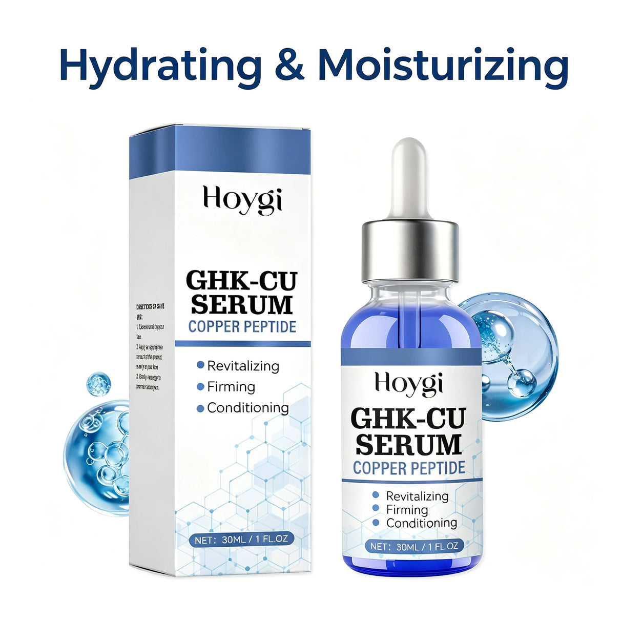 30ml Copper Peptide Serum GHK-Cu Face Firming Lifting Fade Fine Lines Shrink Pores Barrier Repair Hyaluronic Acid Moisturizer