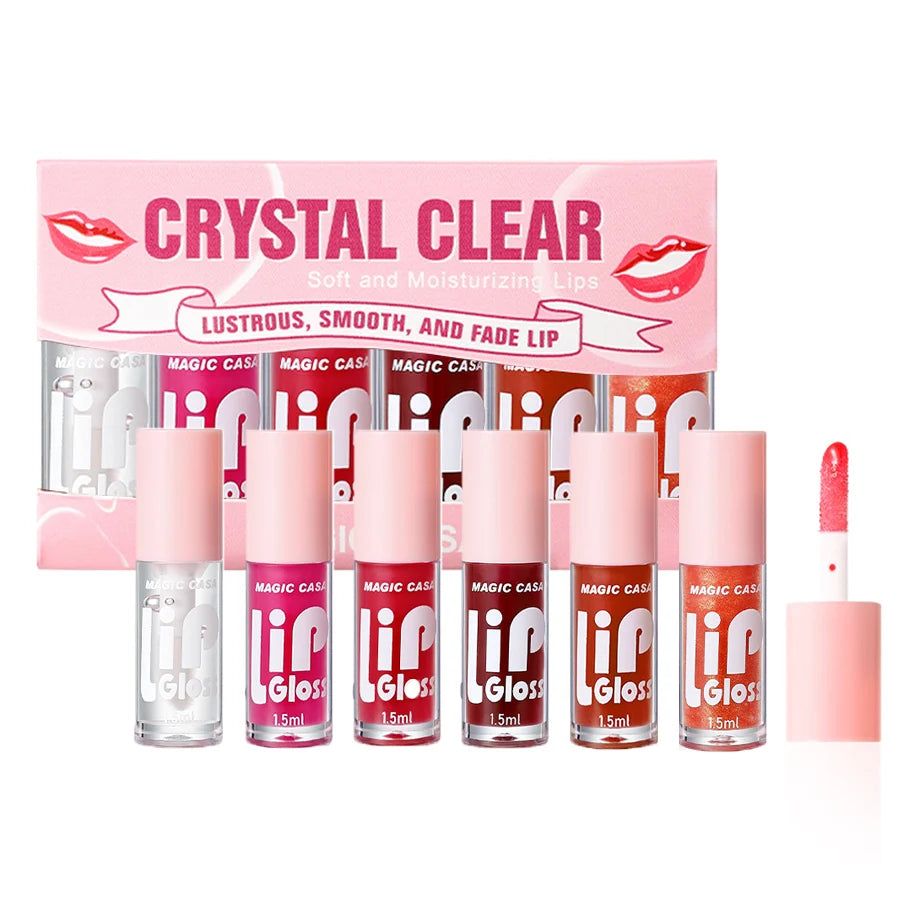 6pcs/set Small bottle Hydrating Jelly Lip Oil long-lasting Moisturizing smooth shimmering Lip Hydrating Liquid
