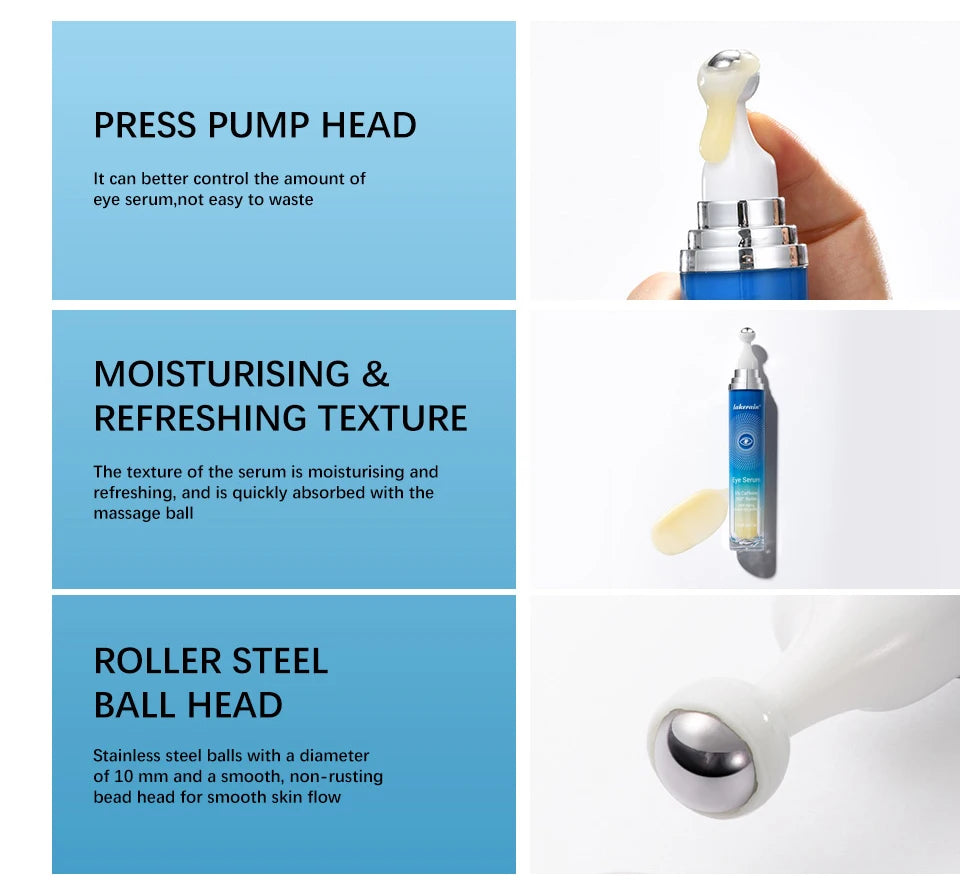 Anti-Wrinkle Eye Serum 5% Caffeine Eye Cream Eye Roller Ball Cream For Dark Circles Fades Fine Lines Remove Eye Bags 15ml
