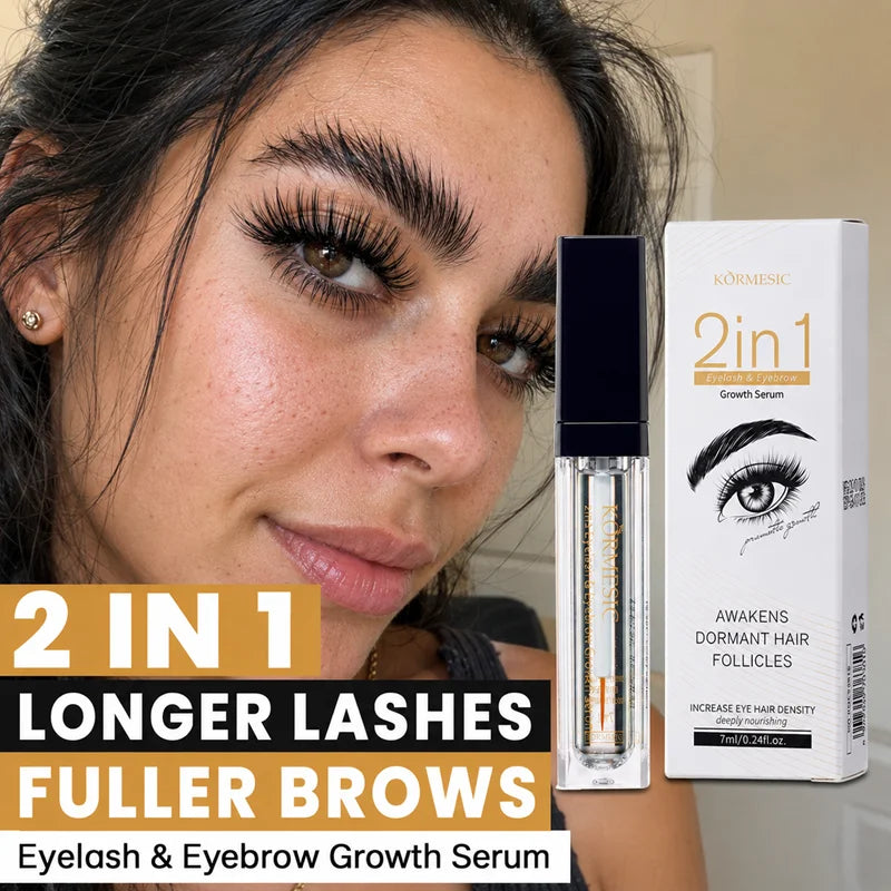 2 In 1 Eyelash Eyebrow Growth Serum Fast Lash & Brow Enhancer Fuller Looking Brows Longer Lashes Daily Care Formula Lash Booster