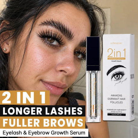 2 In 1 Eyelash Eyebrow Growth Serum Fast Lash & Brow Enhancer Fuller Looking Brows Longer Lashes Daily Care Formula Lash Booster