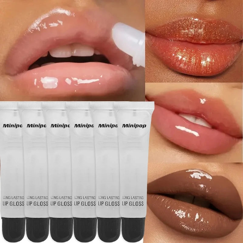 6pcs Lip Gloss Long Lasting Hydrating Clear Lip Gloss Non-sticky Lip Base Oil High-shine Finish Lip Care Cosmetics