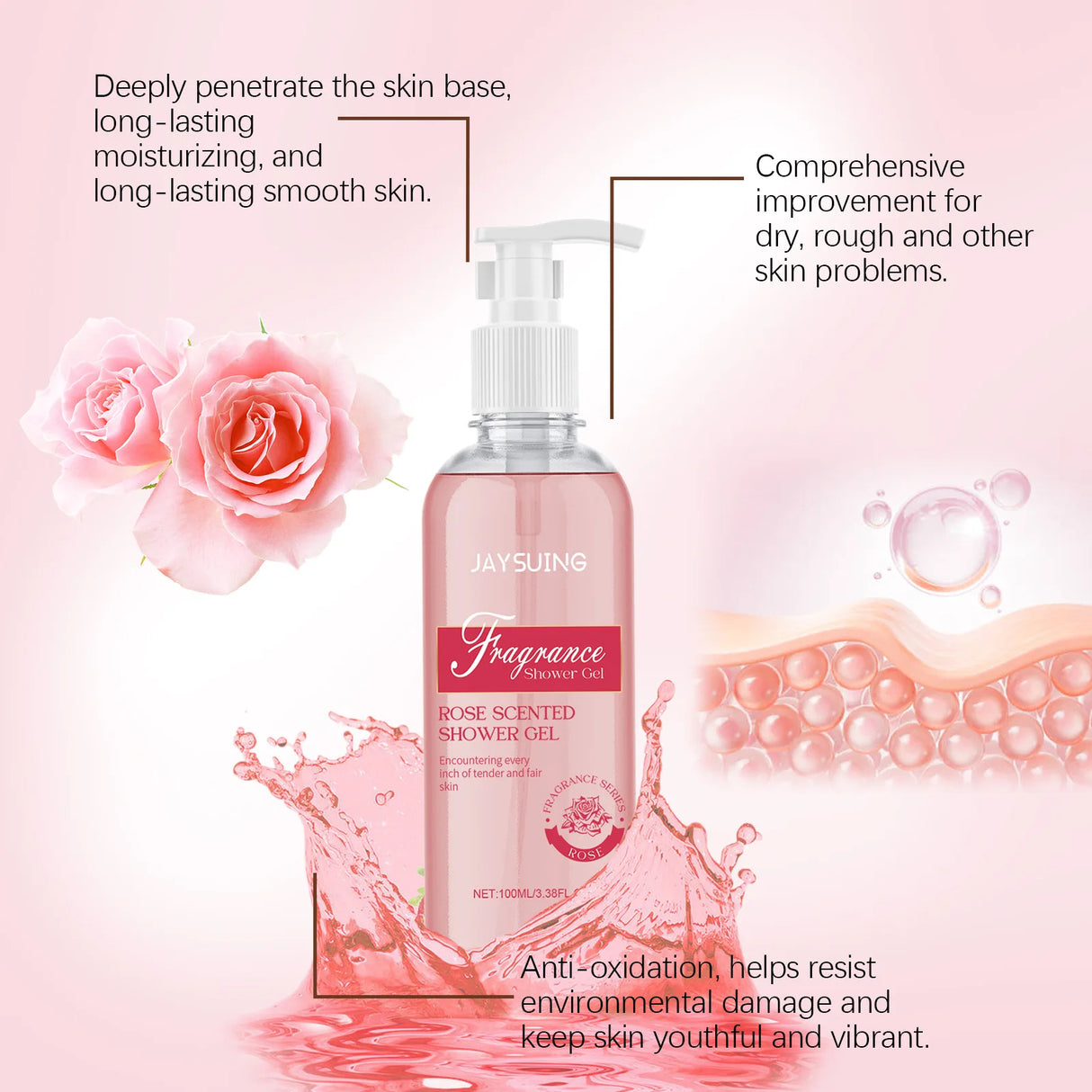 Fragrant Shower Gel Body Wash Perfume Long Lasting Fragrance Deep Cleansing Moisturizing Refresh Smooth Exfoliating Bath Lotion