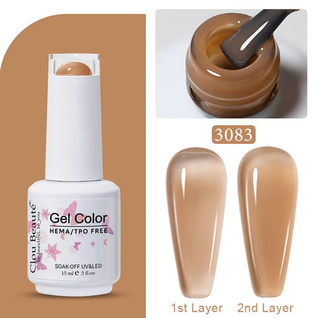 Clou Beaute Jelly Color UV Gel Manicure Summer Pink Nude Gel Nail Rainbow Nail Supplies For Professionals Semi-permanent Varnish