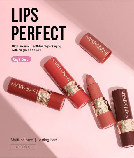 6PCS Velvet Matte Lipstick Set Highly Pigmented Long Lasting Non Drying Silky Smooth Lip Makeup Gift Box For Women