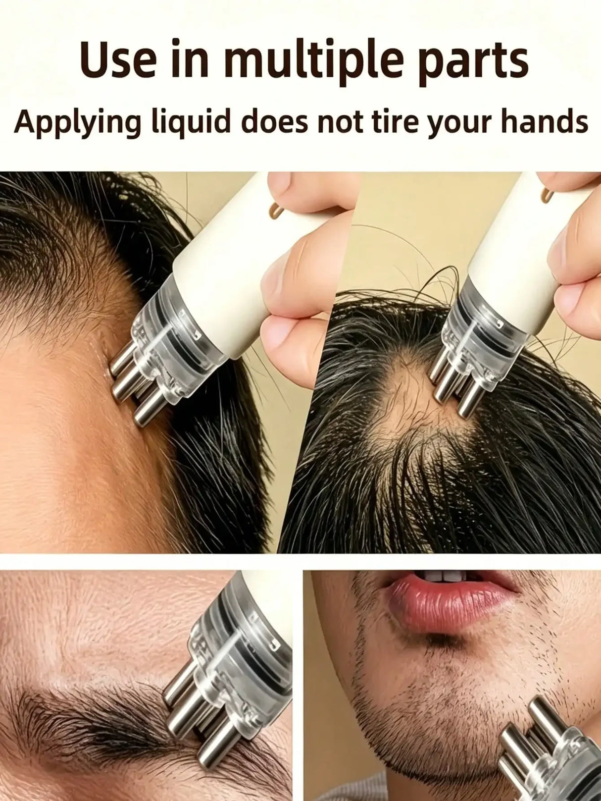 Scalp Applicator Travel Capacity Hair Growth Serum Guide Comb Roller Ball Applicator, Portable Scalp Applicator Comb, Adjustable Speed Hair Care Massage Comb, Scalp Massager Tool, Makes Scalp Smooth, Professional Hair Styling