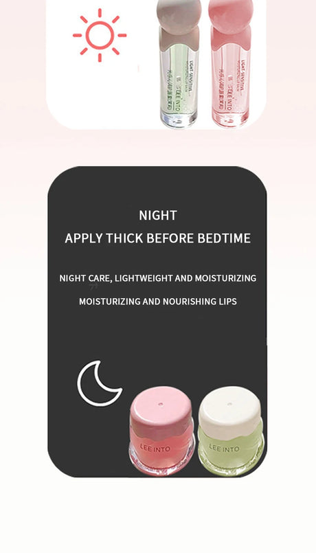 LEE INTO lip balm lip kit moisturizing water light jelly day and night thick lip balm