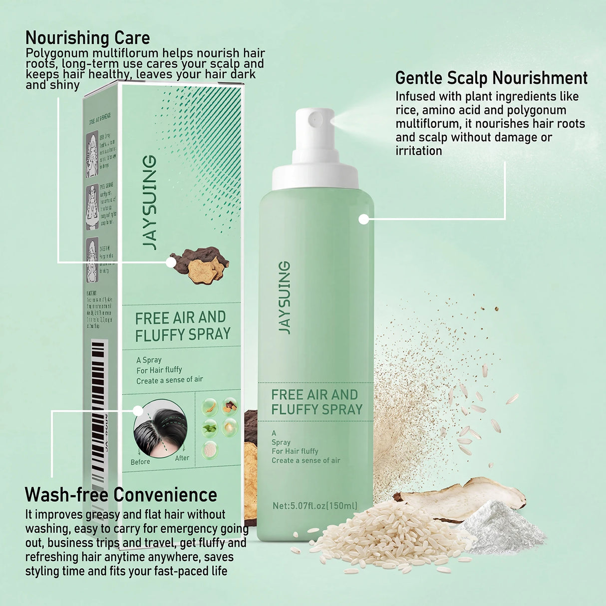 Volumizing Dry Shampoo Spray Oil Control Refreshing No Wash Instant Volume Lightweight Fluffy Root Lift Hair Mist All Hair Types