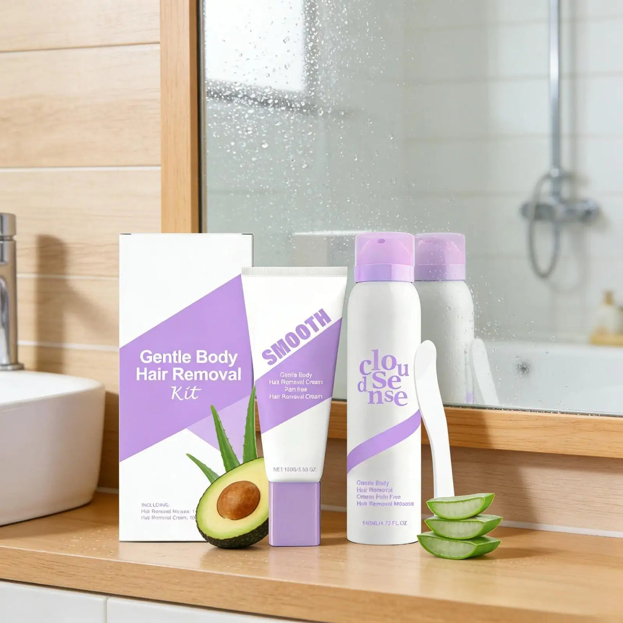 Body Hair Removal Cream Spray Aloe Vera Moisturizing Skin Soothing Hair Growth Inhibitor Shea Butter Hair Removal Mousse 140ml