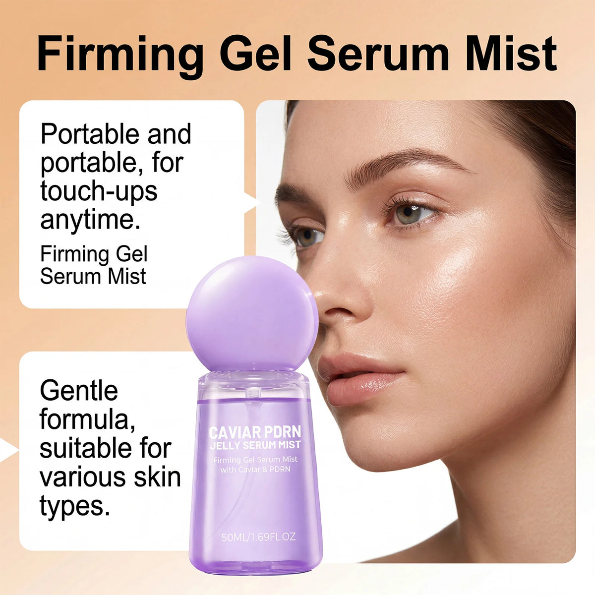 Collagen Peptide Jelly Serum Mist Caviar Pdrn Essence Spray Smooth Dry Moisturizing Brighten Firm Fade Pore Nourishing Face Care