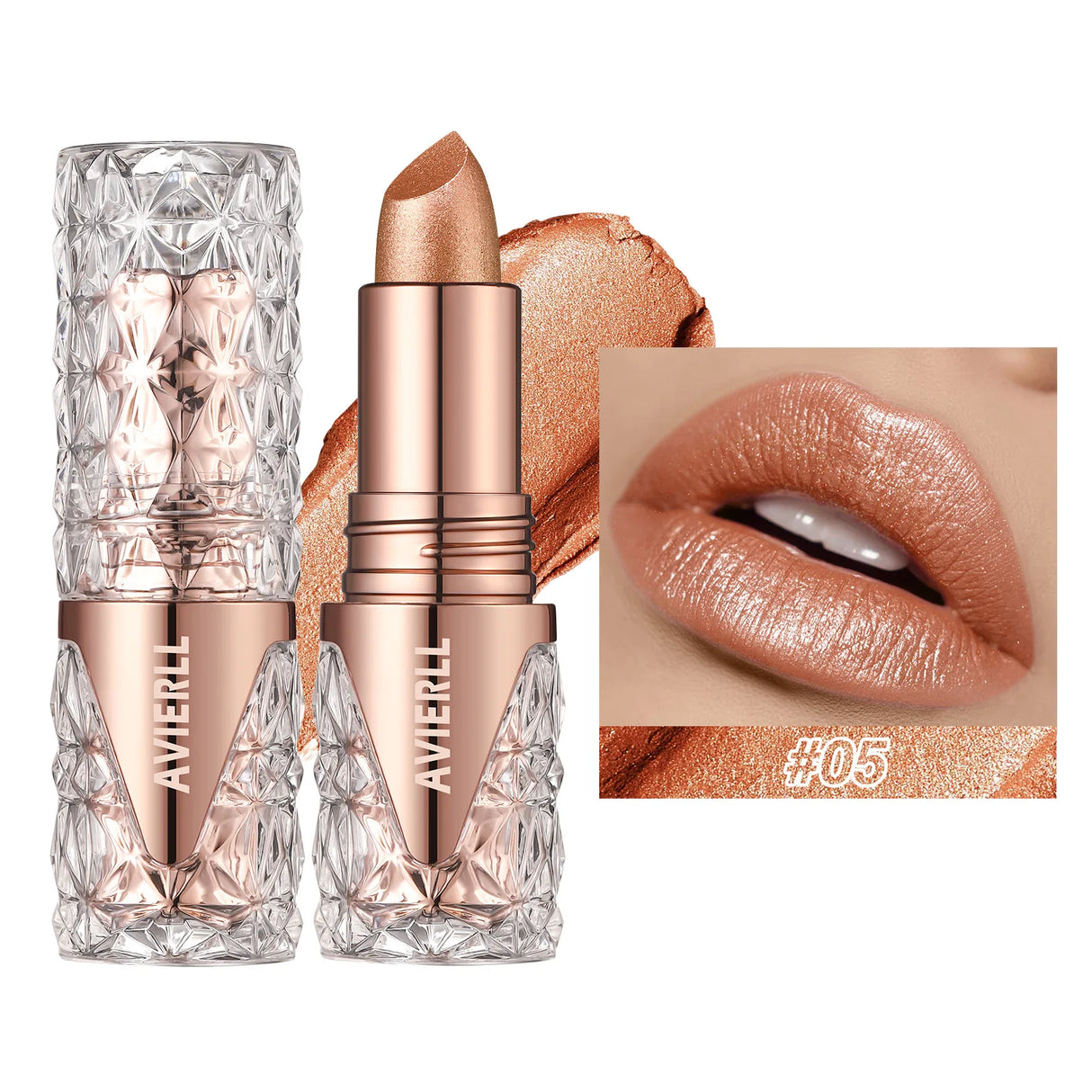 6 Colors 3 in 1 Pearlescent Sparkling Lipstick Matte Glitter Waterproof Long Lasting Pearl Shine Lip Gloss Shimmer Sexy Makeup